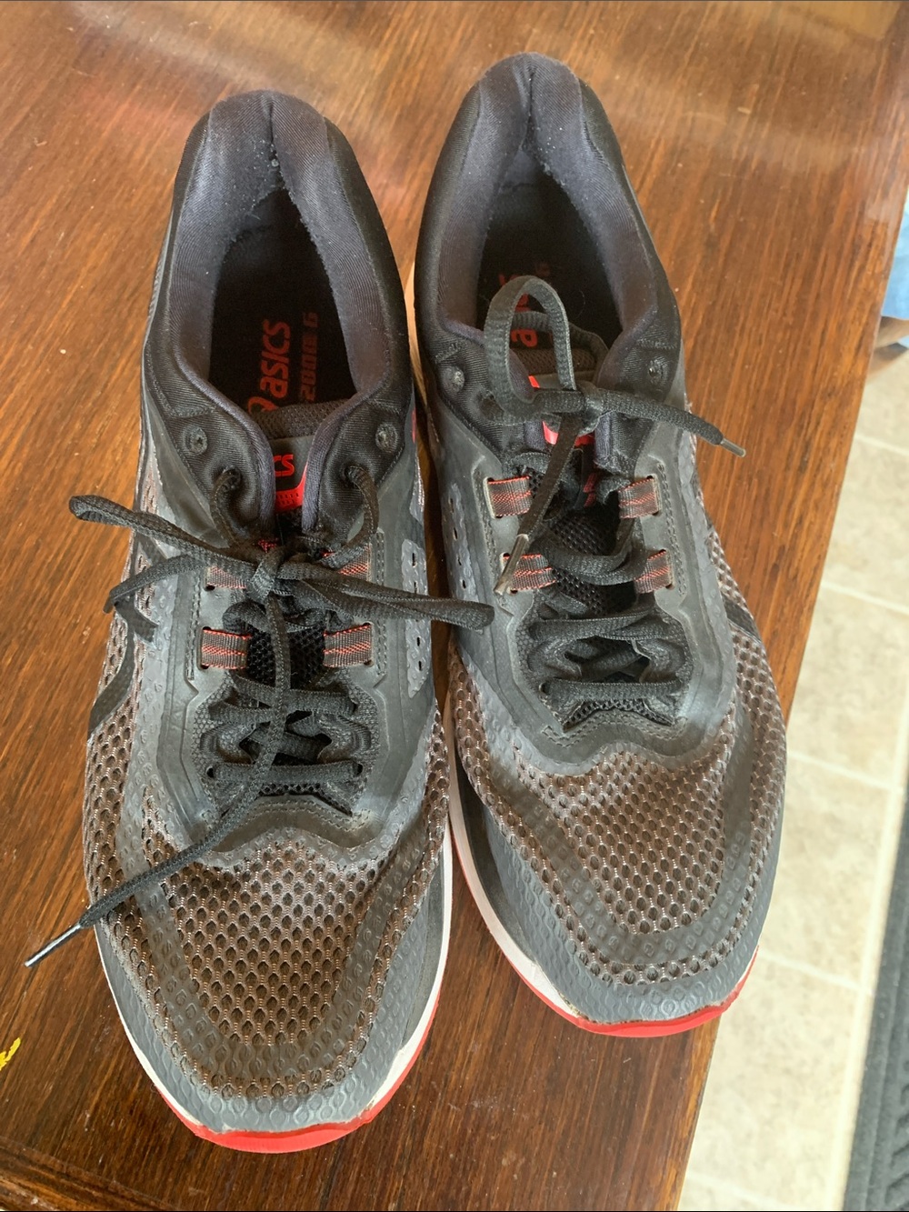 Asics Black Athletic Running Sneakers with Red Accents